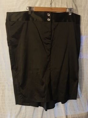 torrid Black Pencil Skirt with Satin-Look Waistband and Buttons